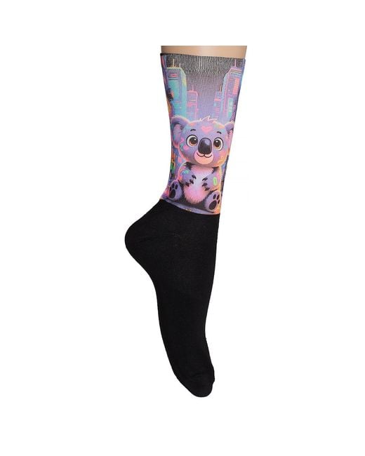 Jenes Socks Black Funny Printed Long For And