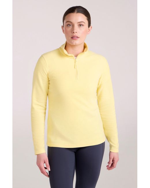 Mountain Warehouse Yellow 'Camber' Striped Fleece Top Half Zip Quick Dry Breathable Sweater