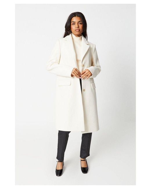 Wallis White Petite Fit And Flare Coat