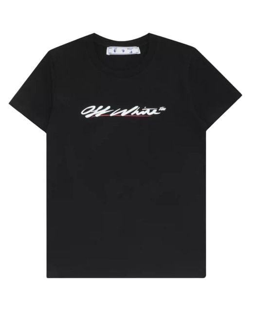 Off-White c/o Virgil Abloh Black New Script Logo Casual Fit T-Shirt Cotton