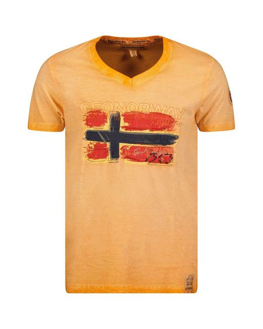 GEOGRAPHICAL NORWAY Orange Short Sleeve T-Shirt Sw1561Hgn for men