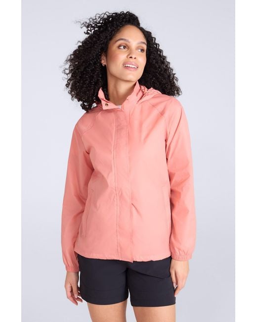 Mountain Warehouse Pink 'Pakka' Packable Jacket Waterproof Breathable Adjustable Hood Rain Coat Polyamide