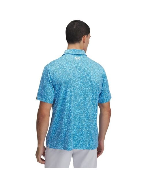 Under Armour Blue Printed Short Sleeve Performance Polo Shirt for men