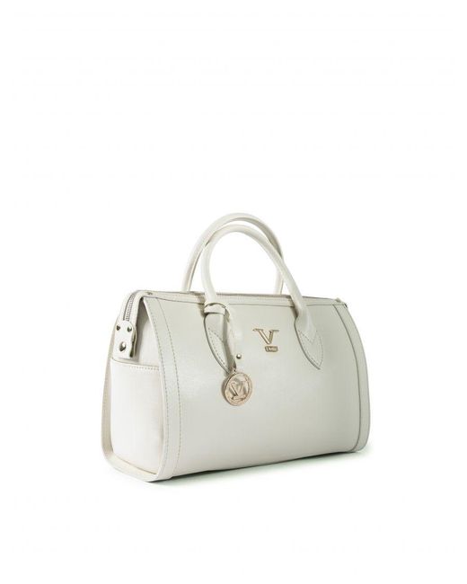 Versace 19.69 Abbigliamento Sportivo White V Handbag V014 Saffiano-G Crema