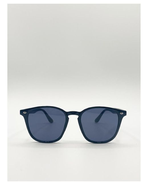 SVNX Blue Rounded Wayfarer Style Sunglasses for men