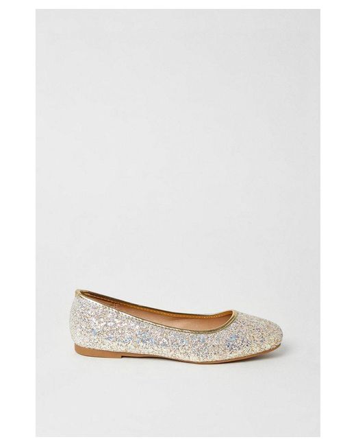 Oasis Blue Benedict Glitter Soft Square Tope Ballet Pumps