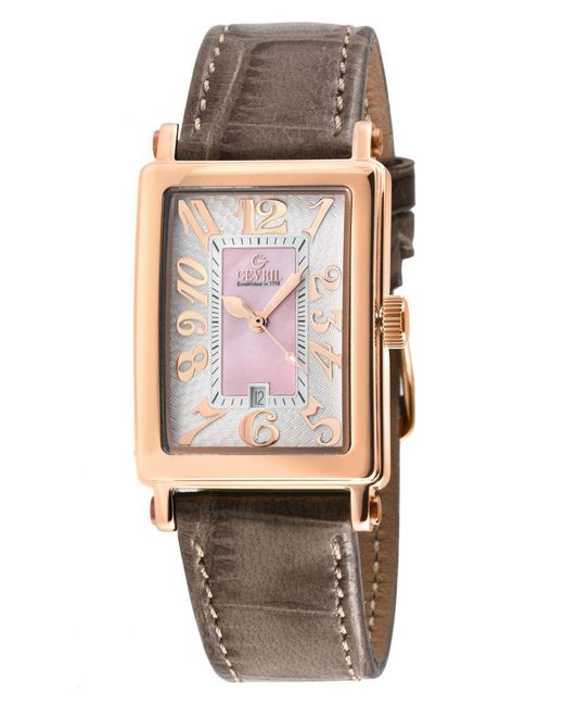 Gevril Natural Ave Of Americas Mini Swiss Quartz Mop Dial Genuine Leather