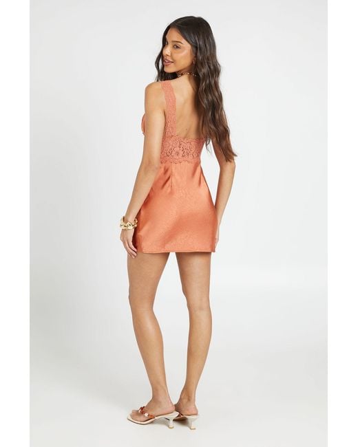 Boohoo White Crinkle Textured Satin & Lace Mini Dress
