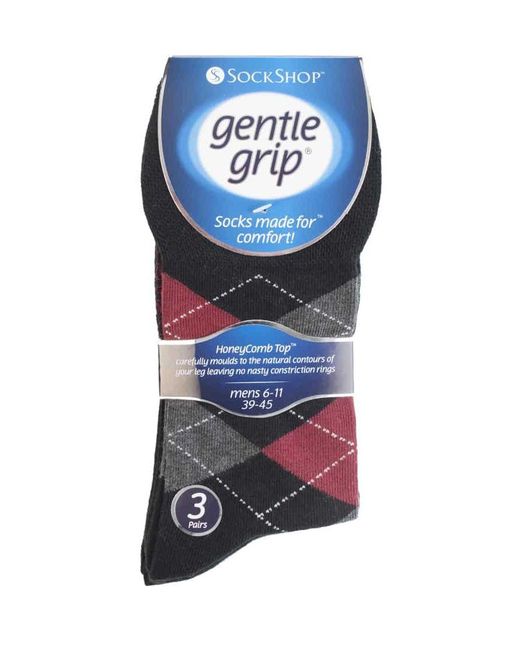 Gentle Grip Blue 6 Pairs Non Elastic Socks for men