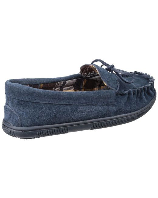 Cotswold Blue Alberta Slip On Moccasin Slipper for men