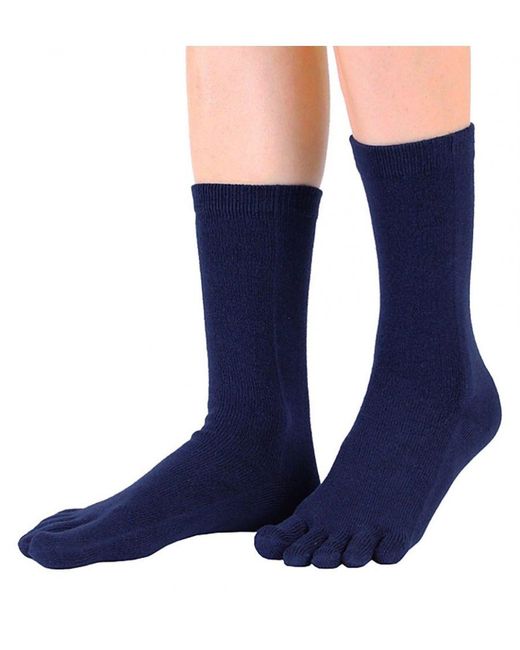 Toetoe Blue Ladies Essential Mid Calf Soft Breathable Cotton Toe Socks for men