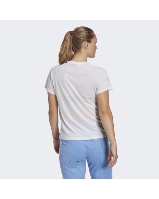 Adidas Originals White Aeroready Train Essentials Minimal Branding Crewneck Tee