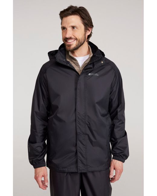 Mountain Warehouse Gray 'Pakka Ii' Waterproof Packable Breathable Hooded Full Zip Jacket Medium for men