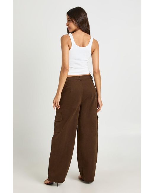 Boohoo White Twill Balloon Cargo Trousers