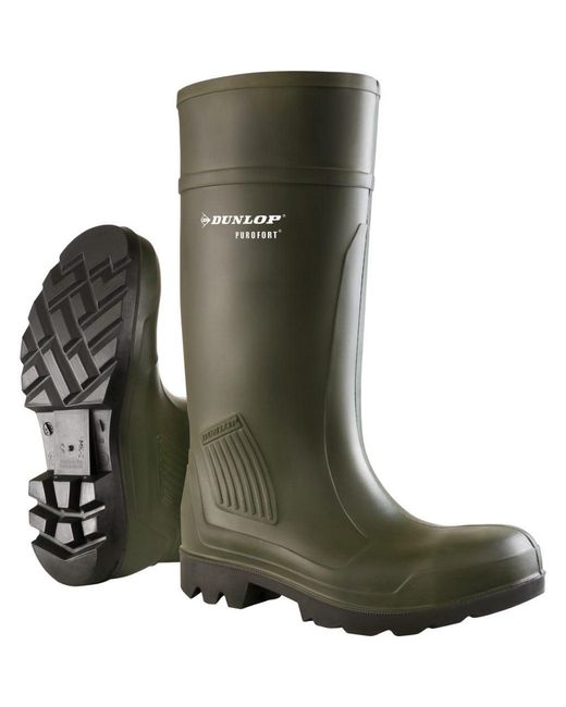 Dunlop Green D460933 Purofort Pro Non-Safety Boots Plain Rubber Wellingtons for men