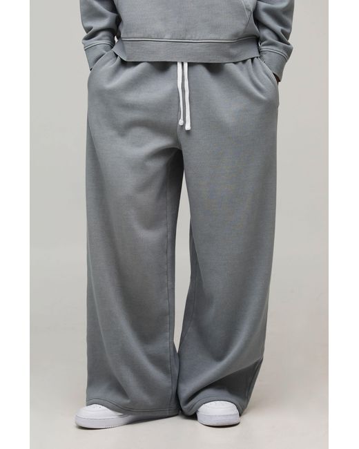 BoohooMAN Gray Essential Washed Extreme Wide Leg Jogger for men