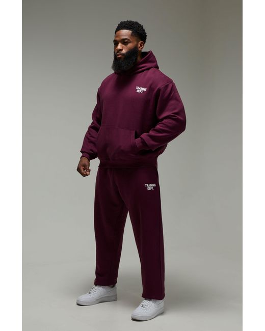 BoohooMAN Red Training Dept Oversized Boxy Hoodie for men