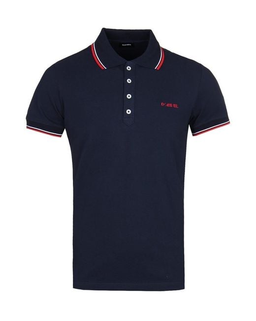 DIESEL Blue T-Randy Broken Logo & Polo Shirt for men