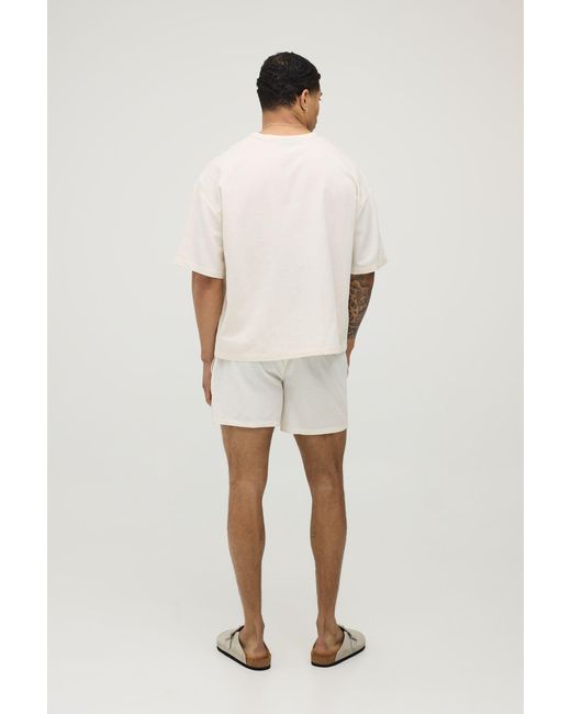 BoohooMAN Natural Oversized Boxy Linen Blend T-Shirt for men