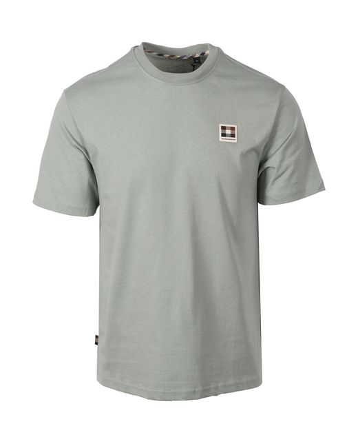 Aquascutum Gray Club Check Badge T-Shirt Salvia for men