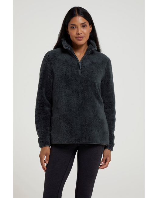Mountain Warehouse Blue Teddy Fleece Sweater With Half Zip Warm Cosy Sweatshirt