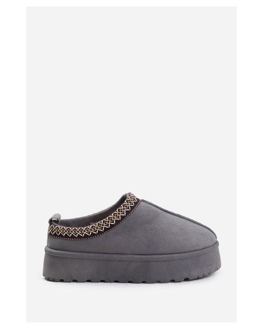 Where's That From Gray Wheres 'Freeze' Flatform Embroidered Low Ankle Slipper Boots