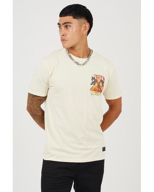 Brave Soul White Cotton Crew Neck Graphic T-Shirt for men