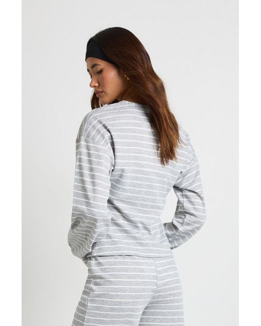 Boohoo White Stripe Crew Neck Long Sleeve Top