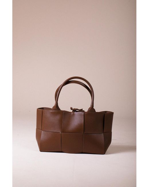 SVNX Brown Wide Woven Tote Bag