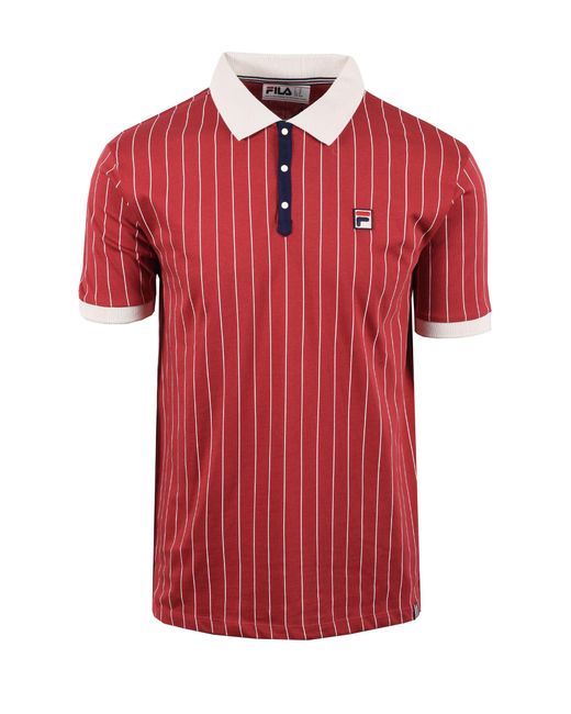 Fila Red Classic Bb1 Striped Polo Garnet/Gardenia for men