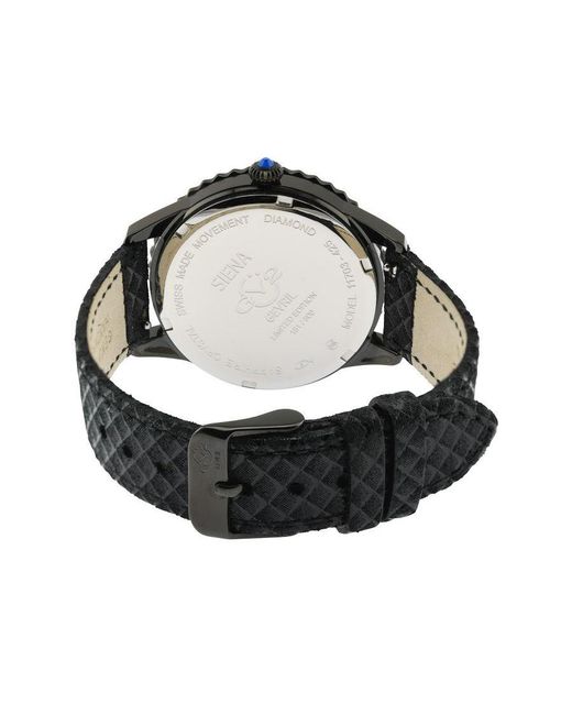 Gv2 Black Siena Swiss Quartz Diamond Dial Leather Watch