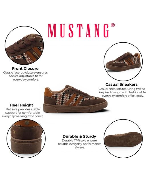 Mustang Brown Tweed Sneakers Trainer Shoes
