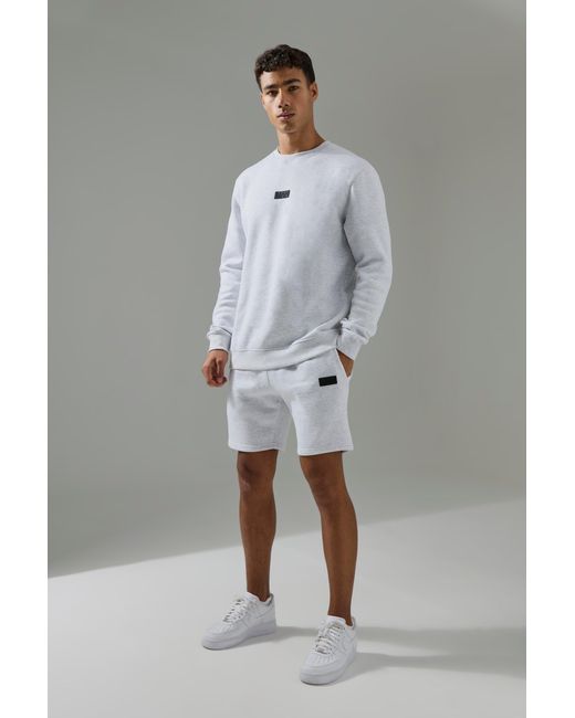 BoohooMAN Gray Active Sweatshirt & Short Tracksuit for men