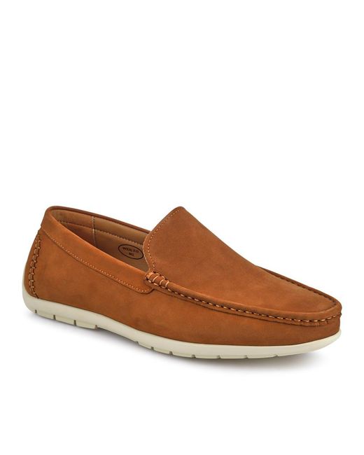Jones Bootmaker Brown Rohan Wide Fit Leather Sheepskin-Lined Moccasins for men