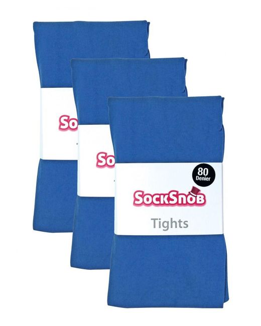 Sock Snob Blue 3 Pair Multipack Coloured Opaque 80 Denier Tights