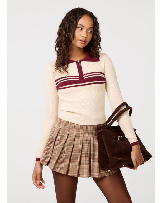 Pink Vanilla Natural Stripe Front Zip Up Sweatshirt