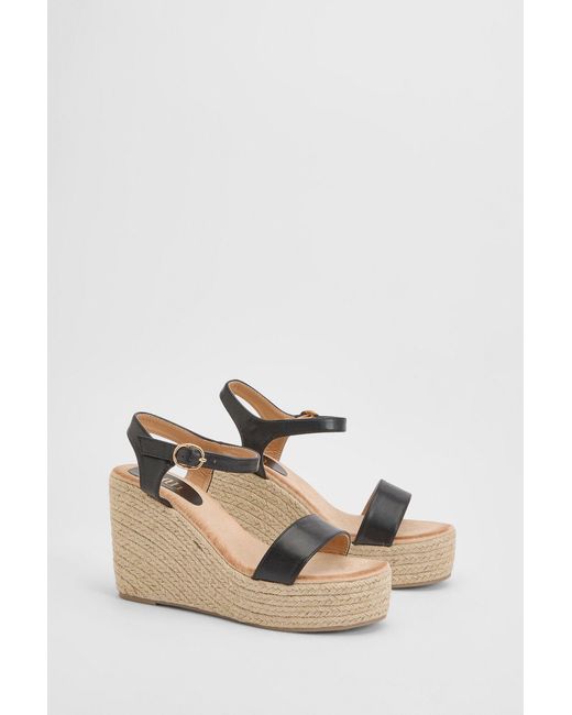 Faith Natural Remie Open Toe High Espadrille Wedge Sandals