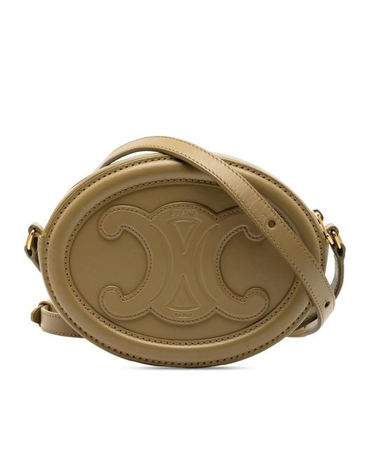 Céline Green Pre-Owned Small Calfskin Cuir Triomphe Oval Crossbody