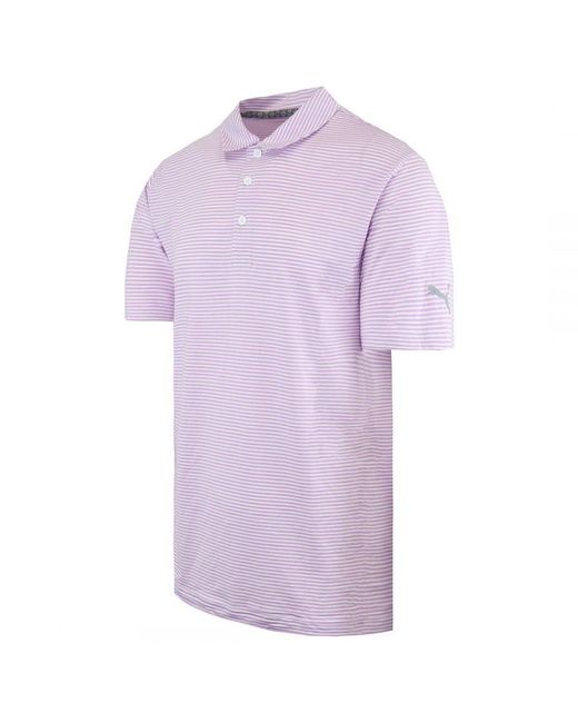 PUMA Purple Drycell Short Sleeve Stripe Caddle Polo Shirt 595115 17 for men