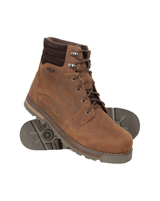 Mountain Warehouse Brown 'Makalu Extreme' Leather Boots With Rubber Outsole Waterproof Boot for men