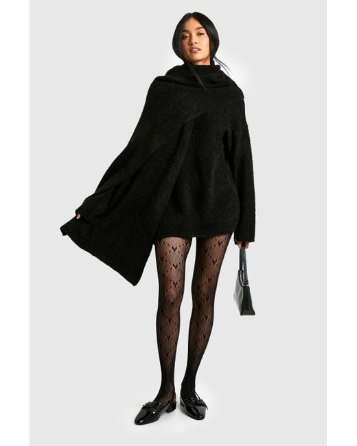 Boohoo Black Heart Pattern Tights