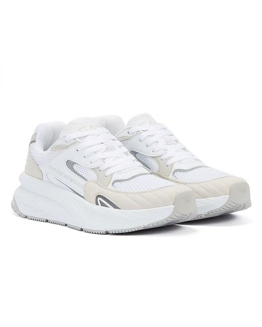 EA7 White Crusher Sonic Mix Trainers Suede