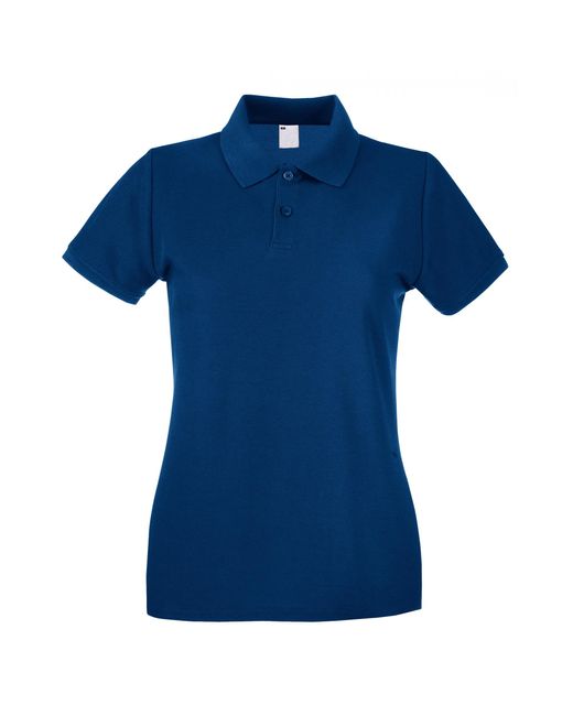 Fruit Of The Loom Blue Ladies Lady Fit Short-Sleeved Polo Shirt Cotton