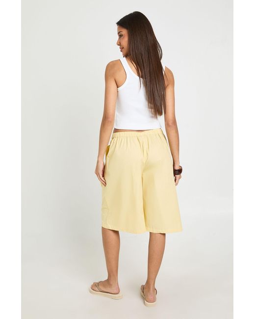 Boohoo Natural Cotton Poplin Pleated Bermuda Short