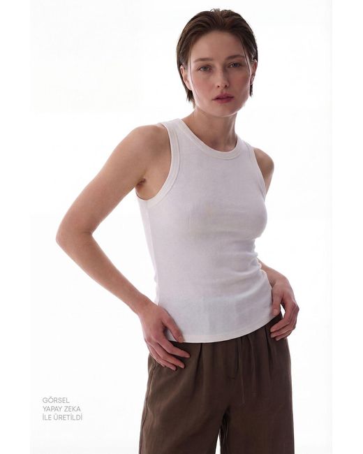 Penti Purple Ribbed Cotton Cami Tank