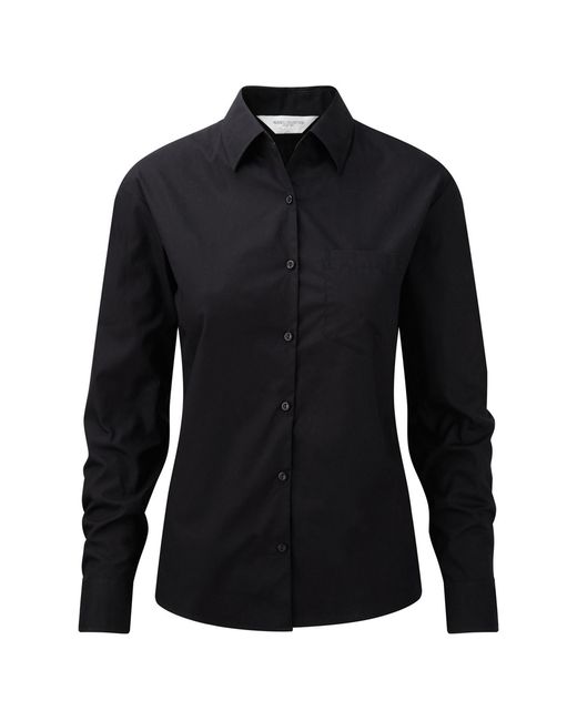 Russell Black Collection /Ladies Cotton Poplin Easy-Care Long-Sleeved Formal Shirt