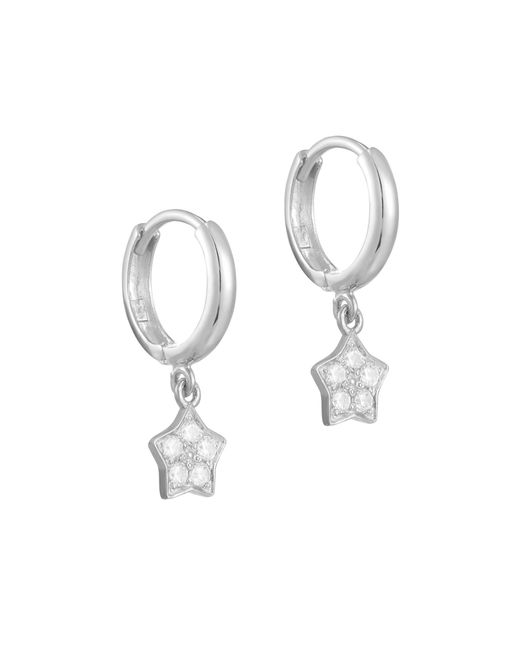 SEOL + GOLD Metallic Sterling Star Charm Cubic Zirconia Hoops