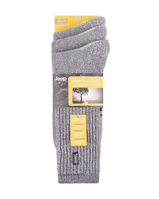 Jeep Gray 3 Pairs Vintage Cotton Cushioned Socks For Hiking Boots for men