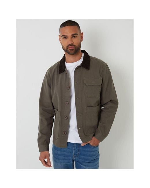 Threadbare Brown Solid Patterned Parka Jacket With Chest Pocket for men