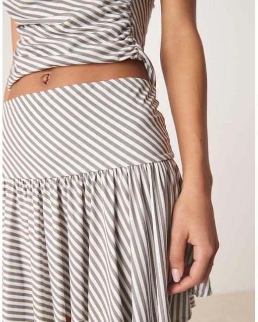 ASOS Natural Co-Ord Stripe Hanky Hem Skirt